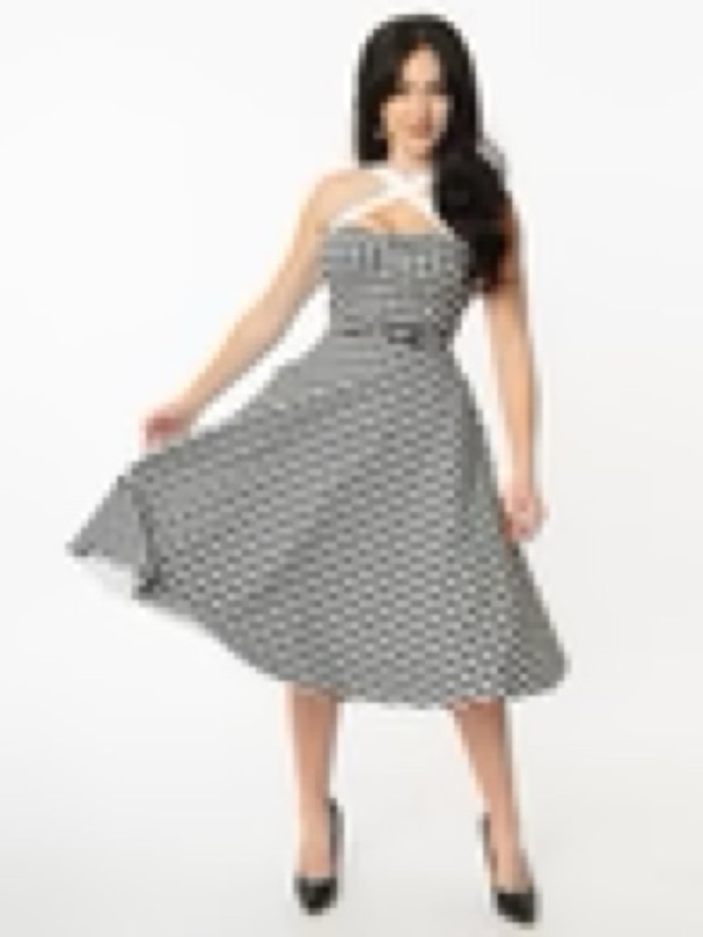 Unique Vintage Black & White Gingham Rue Swing Dress